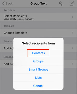 Send text or sms individually iPhone image